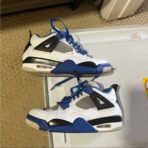 Jordan Athletic Shoes in White, Blue, and Black
